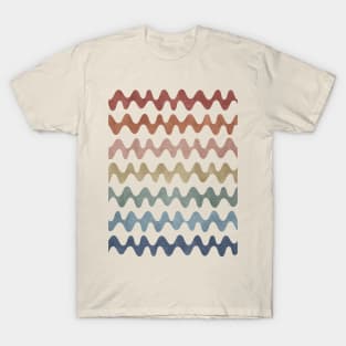 Abstract Waves Blue Green Brick Red T-Shirt